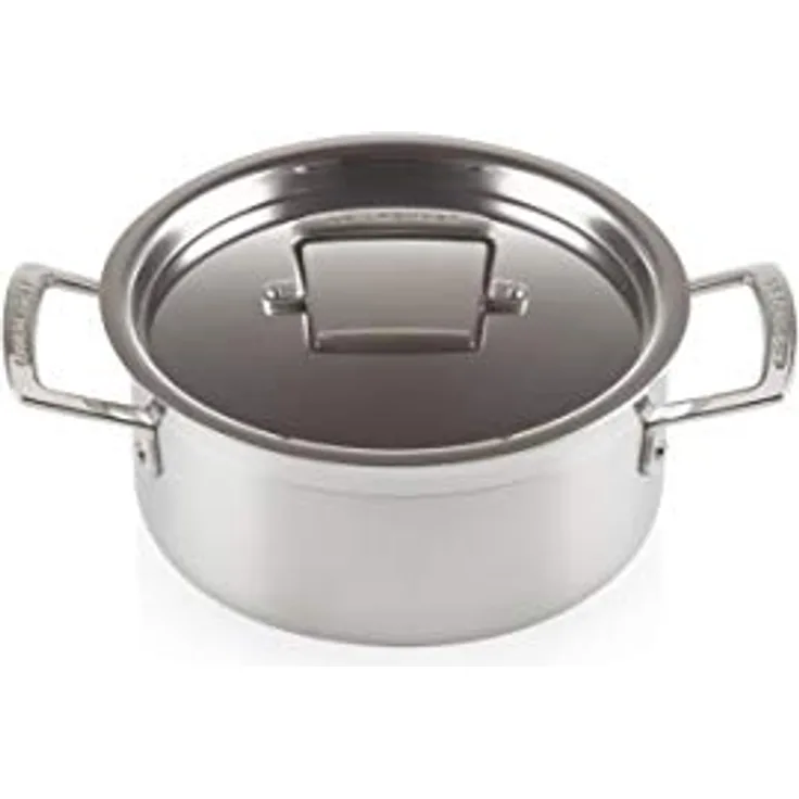 Le Creuset Bratentopf aus 3-ply Edelstahl, Ø 20 cm, Für alle Herdarten inkl. Induktion geeignet, Silber, 96200720001000