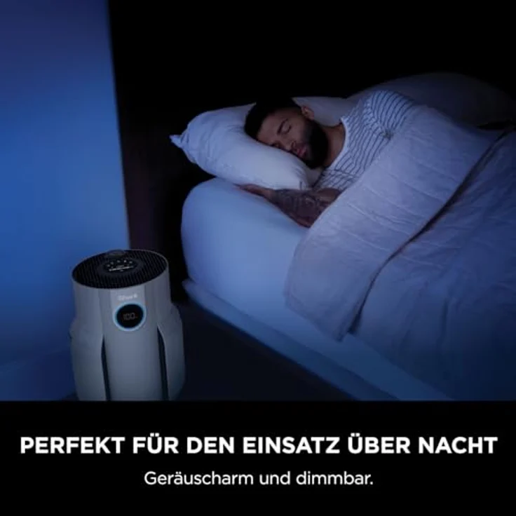 Shark NeverChange5 Luftreiniger: Wohnräume, Kapazität 60 m², HEPA-Filter hält 5 Jahre, fängt 99,97 Prozent Allergene ein (Staub, Pollen, Tierhautschuppen), Auto-Modus, leise, LED-Anzeige, Weiß HP150EU – Bild 4