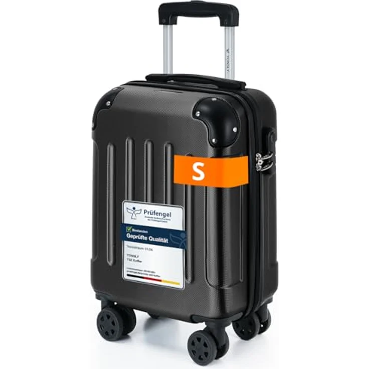 YONSLY Gepäck Suitcase Reisekoffer, Hartschalen Trolley mit 360° Lenkrollen, Zahlenschloss und mehrstufigem Teleskopgriff (S, Schwarz) – Bild 1