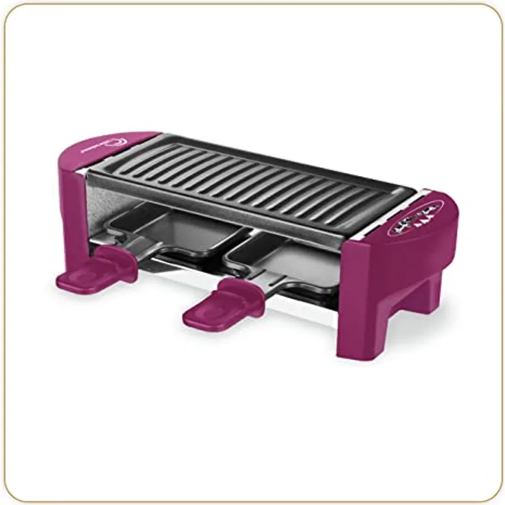 LITTLE BALANCE 8615 Raclette 2 Meuuh…, Raclettegerät für 1 / 2 Personen, abnehmbarer Grill, 2 Spatel + 2 Brettchen, Antihaftbeschichtung, 1 oder 2 Personen, 320 W, Pflaume, Dunkelviolett