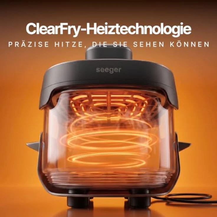 Seeger ClearFry Heißluftfritteuse, 1500 W, 2,5L + 4,5L Glasbehälter, 6 automatische Programme, PFAS-frei – Bild 8