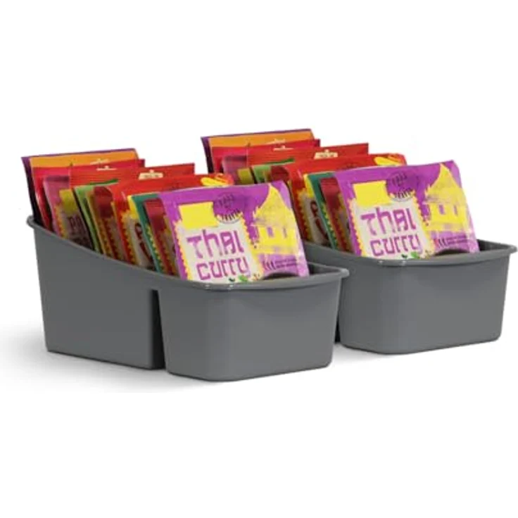 Pro Home Küchen Organizer mit 3 Fächern ( 2er Pack ) - Kunststoff Aufbewahrungsbox, weiß - Hergestellt in der EU, optimale Organisation, vielseitig, platzsparendes & stilvolles Design – Bild 1