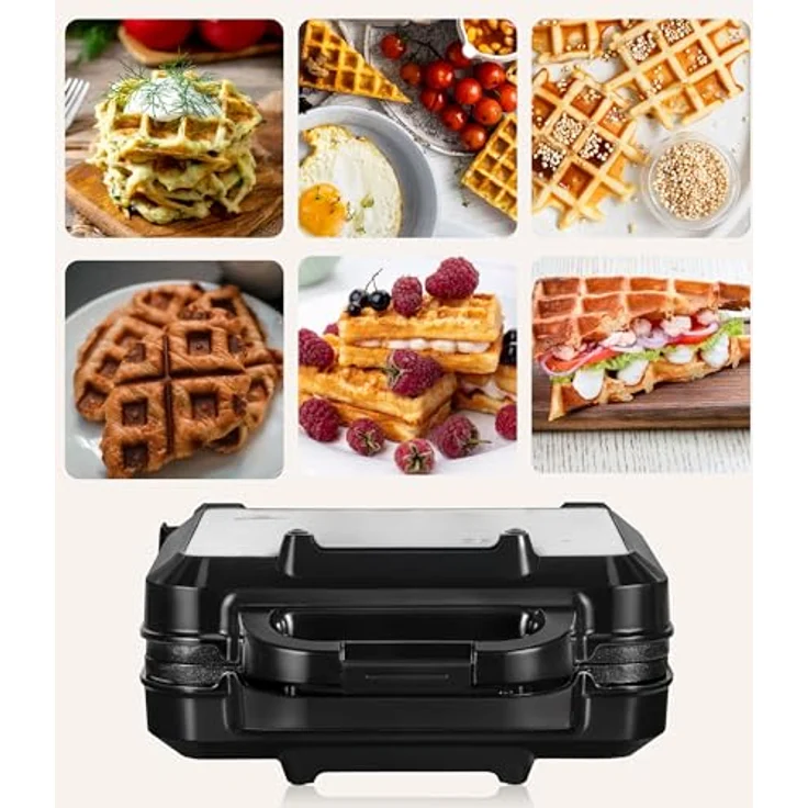 ZEEGMA GOFREE CHEF PRO Waffeleisen, 1200 Watt, doppelt, vertikal, Antihaftbeschichtung, Temperaturkontrolle, Bereitschaftsanzeige, für dicke belgische Waffeln – Bild 5
