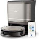 Philips 9000 Series Saug- und Wischroboter - mit automatischer Staubabsaugstation, rollender Wischmop, 8000 Pa Saugleistung, 6300 mAh Akkukapazität, Hinderniserkennung, Steuerung über App (XU9100/10) - Schwarz