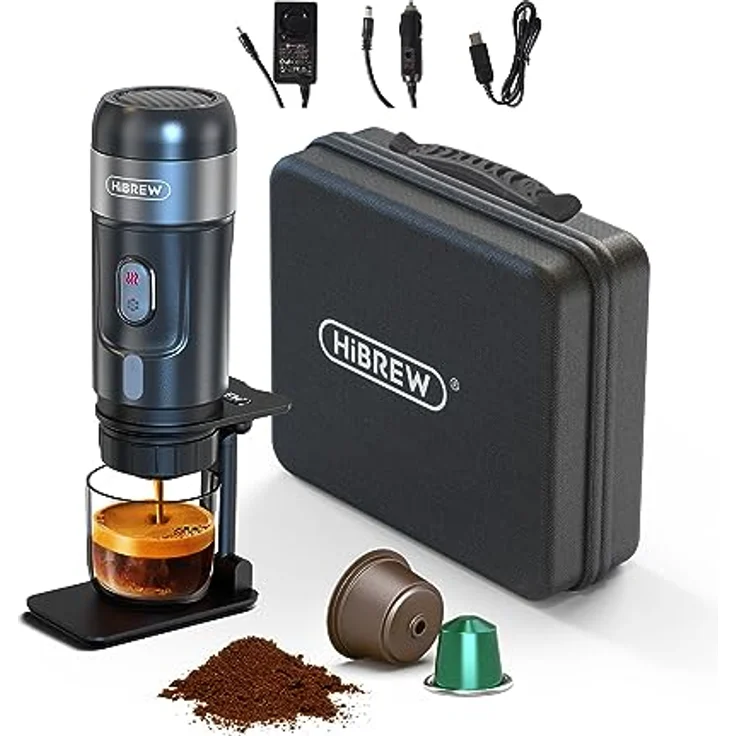 HIBREW Espressomaschine H4A, Tragbare Kaffeemaschine, 12V Kaffeemaschine, 15 bar Druck, Schwarz – Bild 1