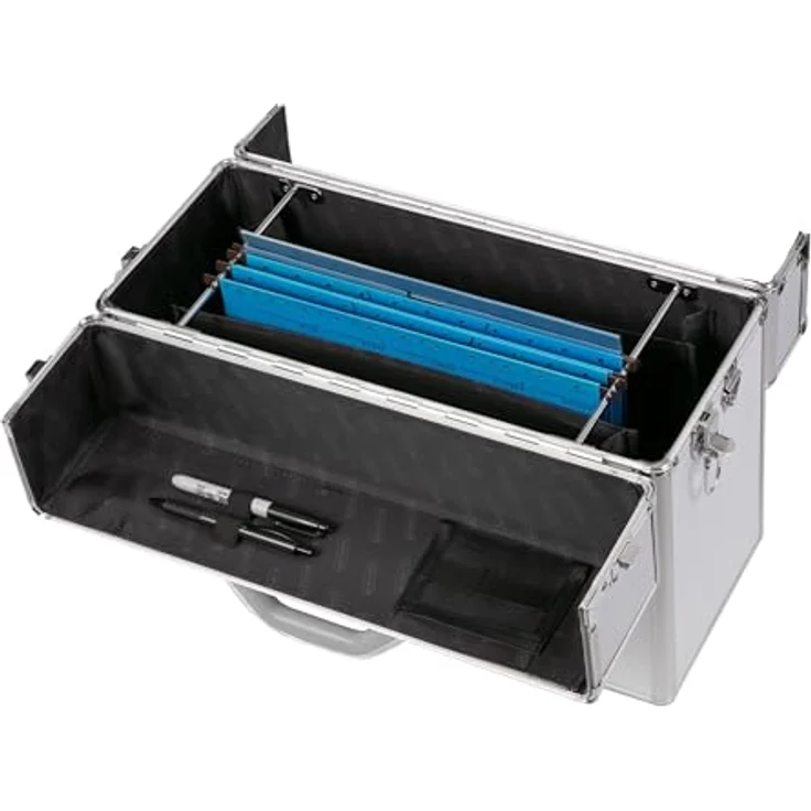 Alumaxx Alpha Koffer, 34 l, mit 2-teiligen Deckel und Schultergurt, Silber – Bild 6