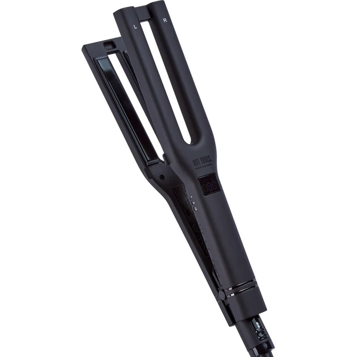 Hot Tools Black Gold Collection Dual Plate Straightener, Glätteisen mit dualem Wärmeregler, 30 Temperaturstufen bis 235°C, 12 mm Titanium Floating Plates, autoabschaltbar, schwarz