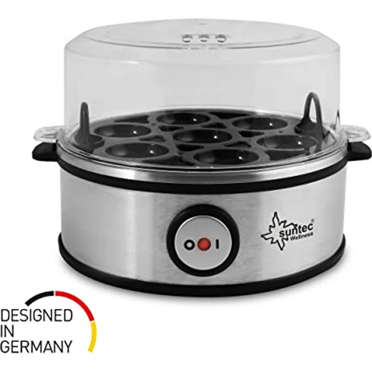 SUNTEC Eierkocher Edelstahl EGG-8564 | 1 ? 7 Eier mit 3 Härtegradeinstellung [weich mittel hart] für das perfekte Ei max. 7eier | inkl. Akustisches Signal [Timer, Abschaltautomatik] Schale für Rührei – Bild 2