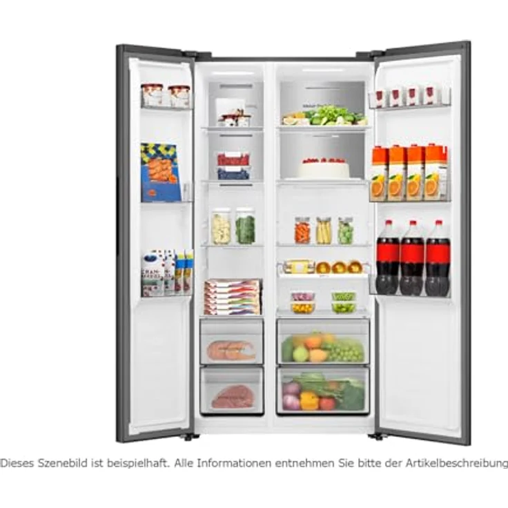 Hisense RS3P538NAFE, Side by Side Kühl-Gefrier-Kombination, 336 l Kühl- und 191 l Gefriervolumen, Schwarz Edelstahl, No Frost-Funktion, 39 dB Geräuschpegel – Bild 7