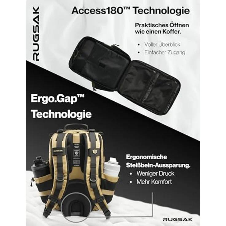 RUGSAK Alpha Go 25L Rucksack Desert Sand – Wasserabweisend, 18-Zoll Laptopfach, Ergonomisch, Alltag, Reise & Outdoor – Bild 7