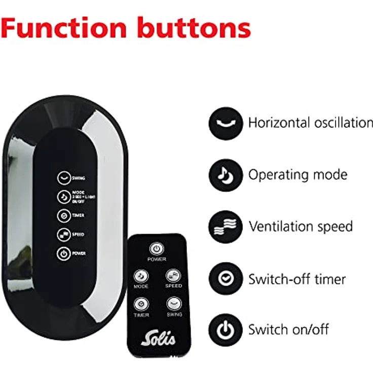 Solis Turmventilator mit Temperaturanzeige und Fernbedienung, Eingebauter Staubfilter, 91 cm Höhe, Easy Breezy Wood Effect (Typ 757), 970.50 – Bild 6