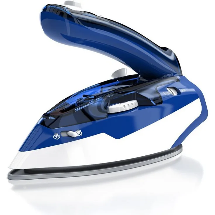 MyBeo Faltbares Reise-Dampfbügeleisen, 1100 W, Antihaft Edelstahl Gleitsohle, Dual-Voltage 110/230V, kompakt und leicht mit Dampfstoß-Funktion