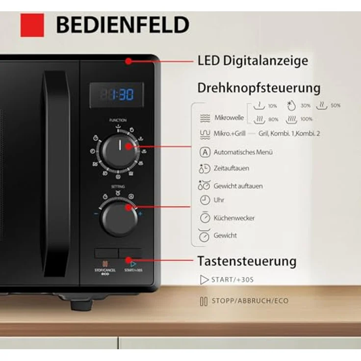 Toshiba MW2-AG23PF(BK) Mikrowelle mit Grill, Standgerät – Bild 3