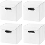 CM3 4 Stück weiß Faltbox 25 x 25 x 25 cm Aufbewahrungsbox faltbar, mit Deckel