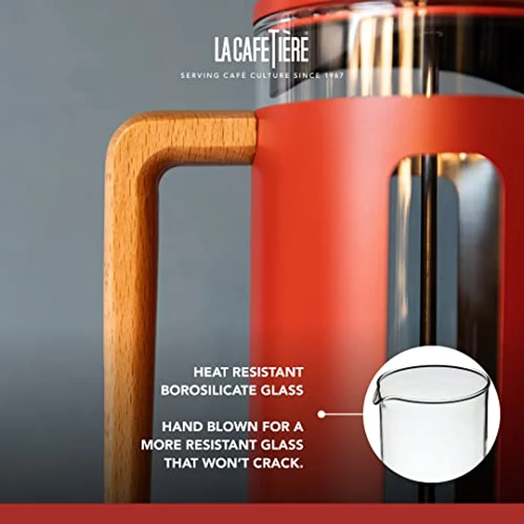 La Cafetière Pisa Cafetière, Edelstahl, 3 Tassen, rot, in Geschenkbox – Bild 5