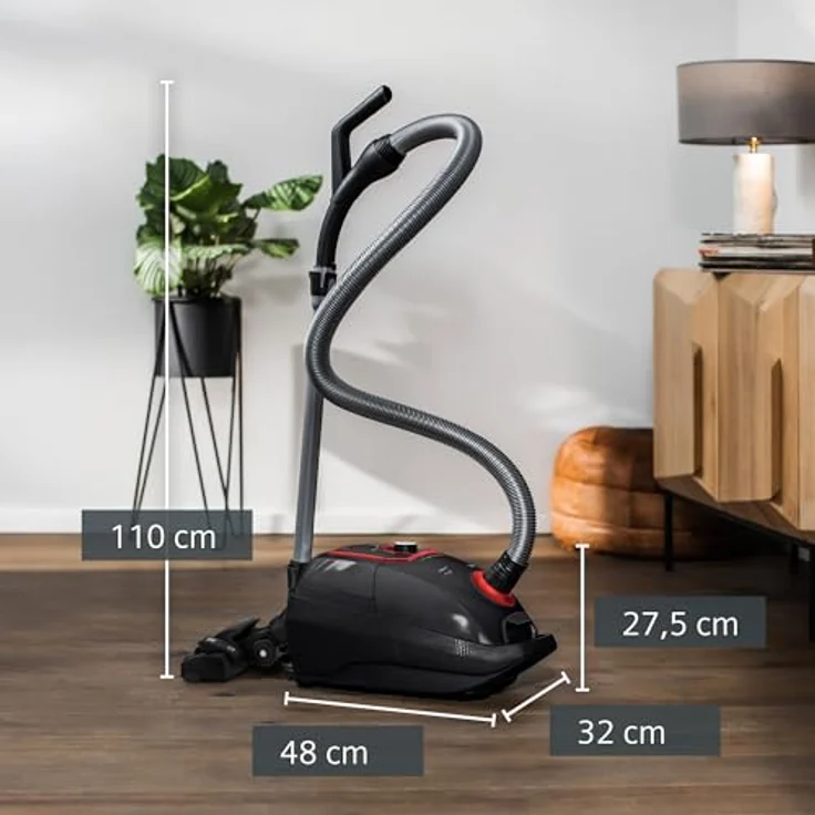 SIEMENS Staubsauger mit Beutel Z7.0 VSZ7XTRM, ideal für Allergiker, Hygiene-Filter, leise, für Parkett, Teppich, Fliesen, XXL-Polsterdüse, XXL-Fugendüse, langes Kabel, Made in Germany, 750 W, grau – Bild 3
