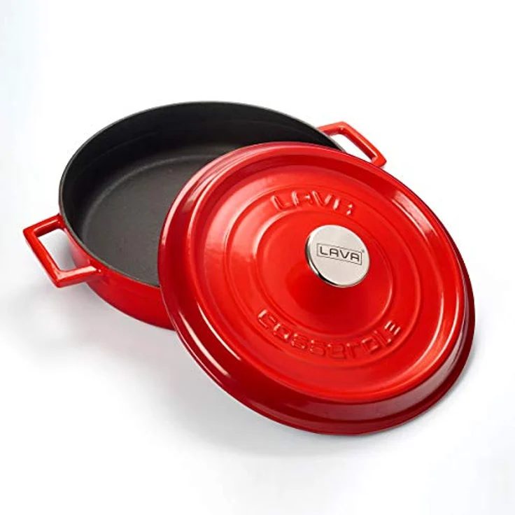 LAVA CASSEROLE MULTIFUNCTIONEEL 3.40 LTR LVYST28K2R RED/BLACK Gusseisen-Kochgeschirr für 3-4 Personen, 3-Schicht-Email-Beschichtung, Spülmaschinen- und handwaschbar – Bild 3