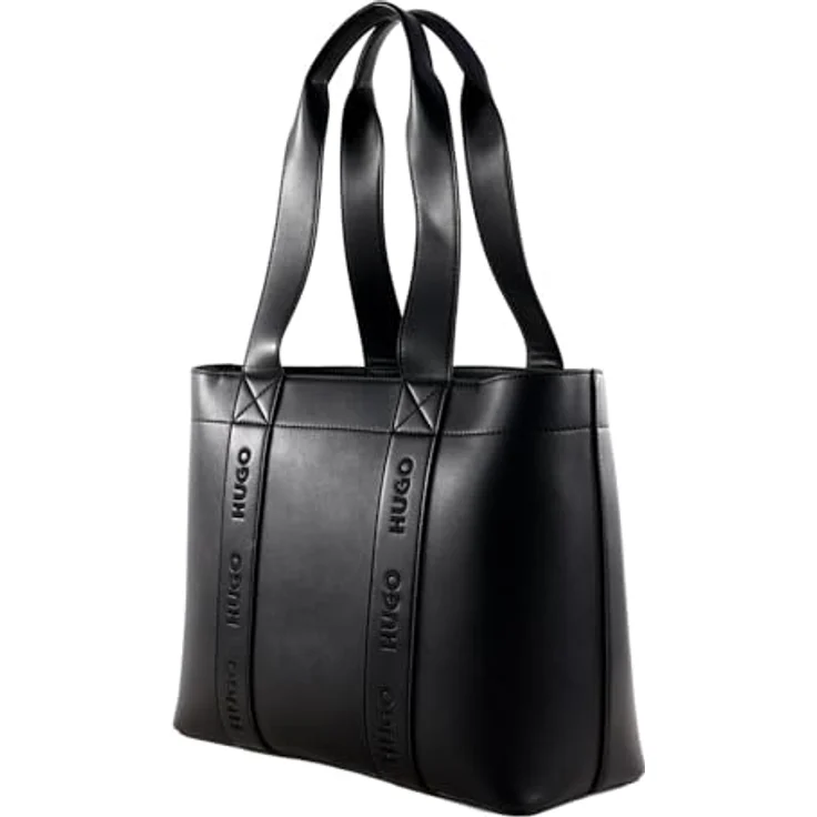 HUGO Shopper Becky Up, eleganter Shopper aus hochwertigem Polyester-Kunstleder-Mix, schwarz – Bild 4