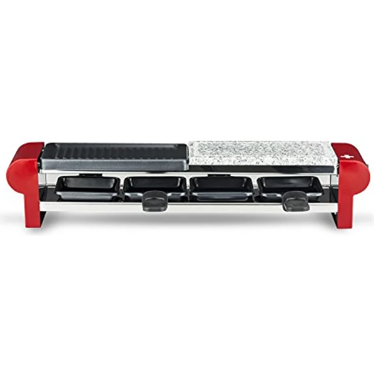 H.Koenig RP4 Raclette-Gerät - 4 Personen - Steingrill und Grillplatte - inkl. Pfännchen - 600 W - rot – Bild 7