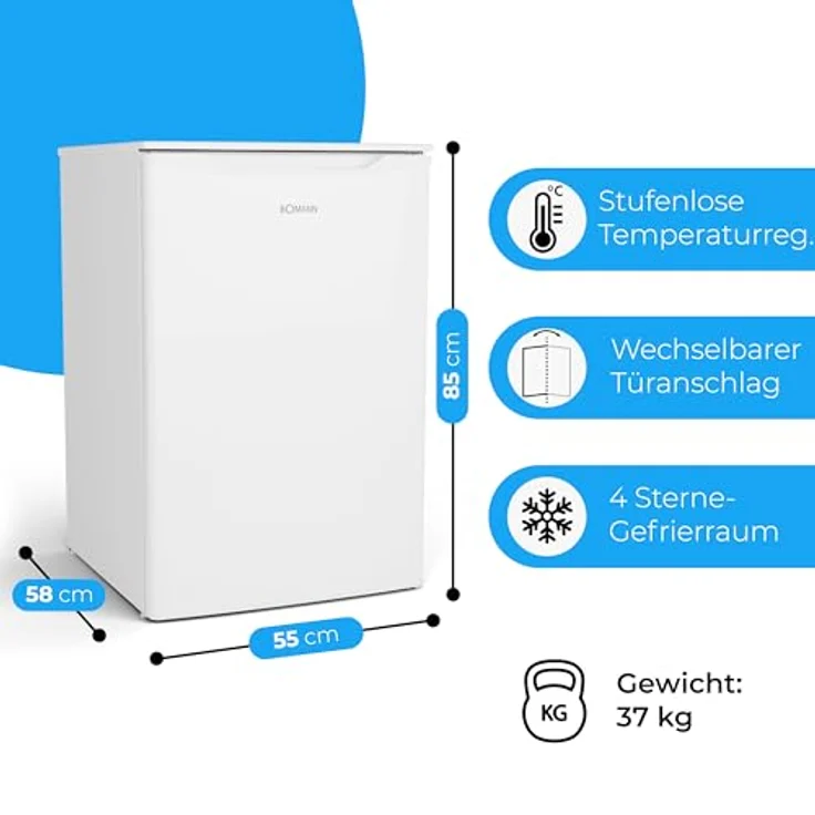 Bomann® Gefrierschrank 87L | Gefrierschrank klein mit Temperaturbereich ≤ -18°C | 3 Schubladen | Tiefkühlschrank mit wechselbarem Türanschlag | Freezer Tiefkühlschrank klein GS 7253 weiß – Bild 5