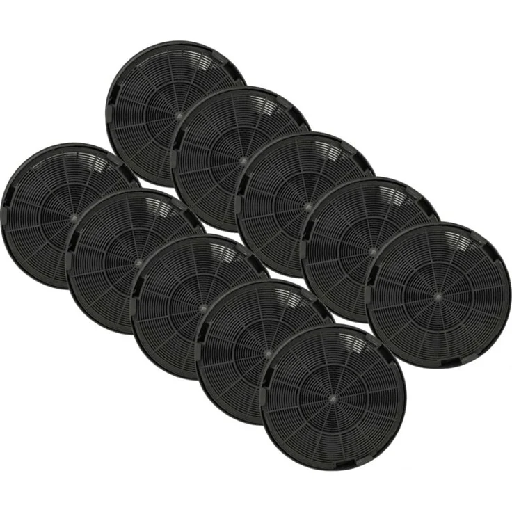 vhbw 10x Aktivkohlefilter für Franke Dunstabzugshauben, 19,6 cm, rund, schwarz, effektive Geruchsneutralisation