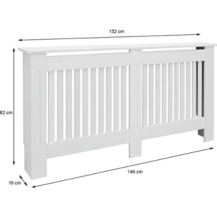 ECD Germany Heizkörperverkleidung Landhausstil, 152x19x82cm, Weiß, MDF lackiert, selbstmontierbar mit Regaloberfläche – Bild 6