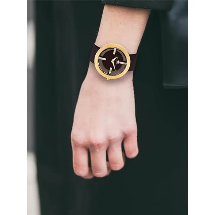 Rhodenwald & Söhne Lucrezia Damenuhr Edelstahl Gold 3 ATM mit Kristallen von Swarovski® Lederarmband Braun - Fashion-Uhr Frauen Skeletonoptik – Bild 4