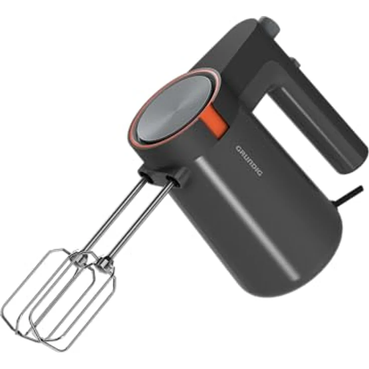 Grundig HM 5320 Handmixer, 425 W, 5 Geschwindigkeitsstufen + Turbostufe, Edelstahl-Aufsätze, spülmaschinengeeignet, grau/terracotta – Bild 3