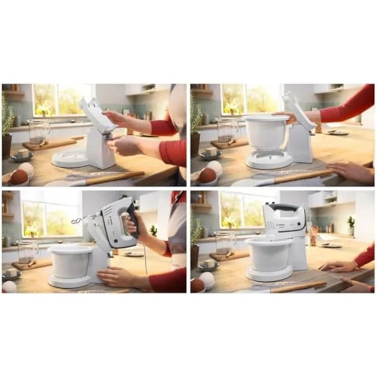 Bosch Hausgeräte MFQ37490, Handmixer mit 750 W Motor, ergonomischem Design und spülmaschinenfesten Teilen, Weiss/Grau – Bild 6