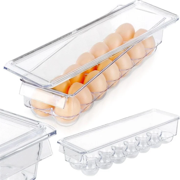 EXCELLENT HOUSEWARE Eierbehälter für Kühlschrank, Organizer für 14 Eier, transparenter Kunststoff, leicht zu reinigen