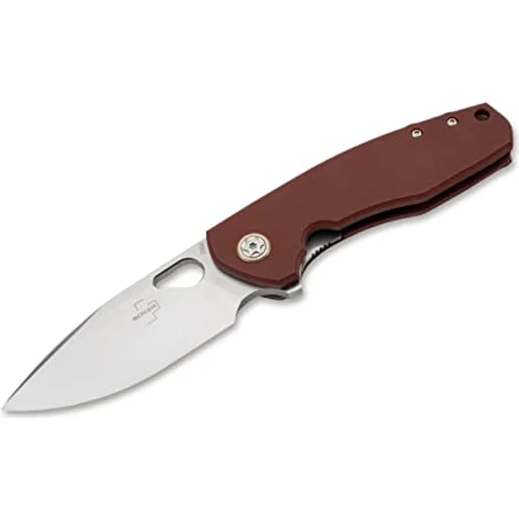Böker Plus® Little Friend Taschen-Messer - Profi G10 Klappmesser rot - EDC Pocket Knife mit Gürtel-Clip & Etui - CPM-S-35VN Liner-Lock Gentleman Messer – Bild 1