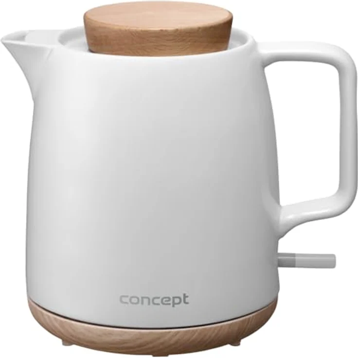 Concept RK0085 Keramik-Wasserkocher Elegant, 1 l, Strix-Steckverbinder, weiß – Bild 1
