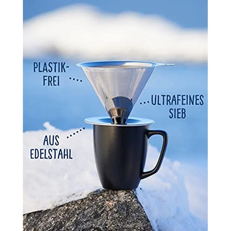 pandoo Kaffeebereiter Edelstahlfilter 1x4, wiederverwendbar für nachhaltigen Kaffeegenuss, 12,5 cm x 12,5 cm x 14 cm, 105 g – Bild 7