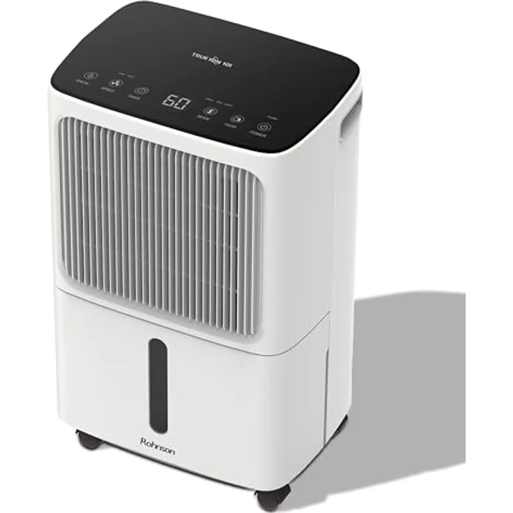 Rohnson R-91810 TRUE ION Luftentfeuchter, 10L/Tag, leise 36 dB, digitale Feuchtigkeitskontrolle, 2L Tank, Ionisierungsfunktion, für Räume bis 45 m²