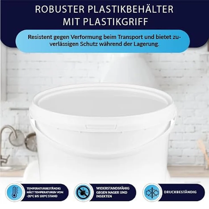 BenBow Eimer mit Deckel 3l weiß 5X 3l - lebensmittelecht, stabil, luftdicht, auslaufsicher, geruchsneutral - Plastikeimer mit Henkel - leer – Bild 5
