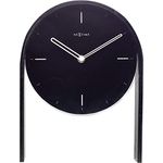 XXXL Tischuhr, Schwarz, Holz und Glas, 21x27x6.5 cm, leises Uhrwerk, RoHS, CE