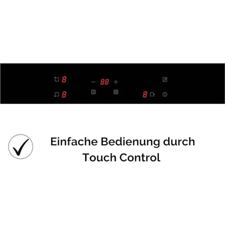 PKM Elektro-Kochfeld KF3F, 3 Kochzonen, 45 cm breit, Touch Control, Kindersicherung, 5000 Watt, Glaskeramik – Bild 4