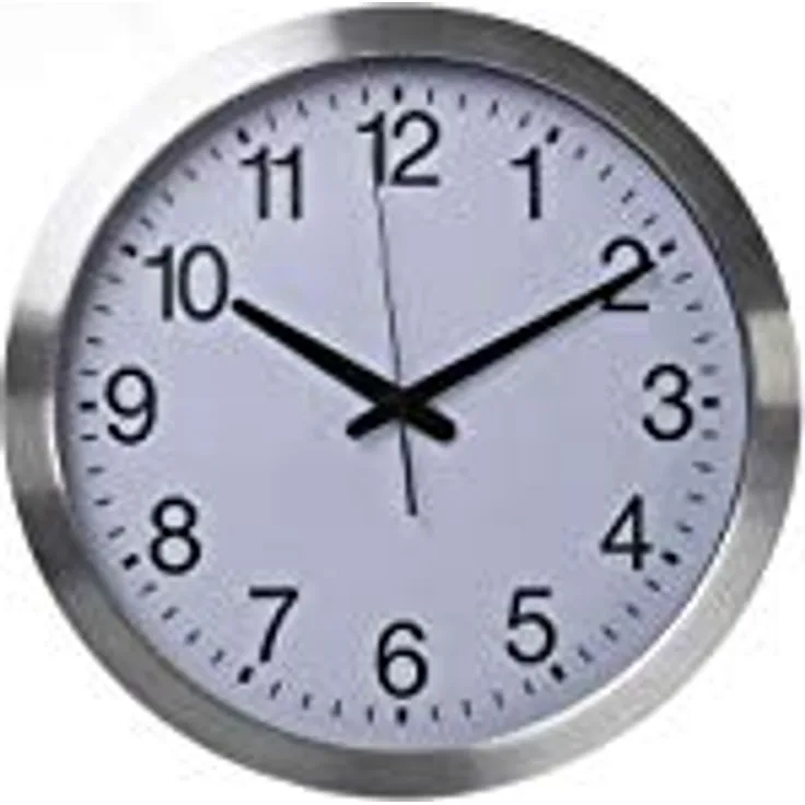 Perel Funkwanduhr, DCF77, rund, analog, 40 cm, Aluminium, Silber