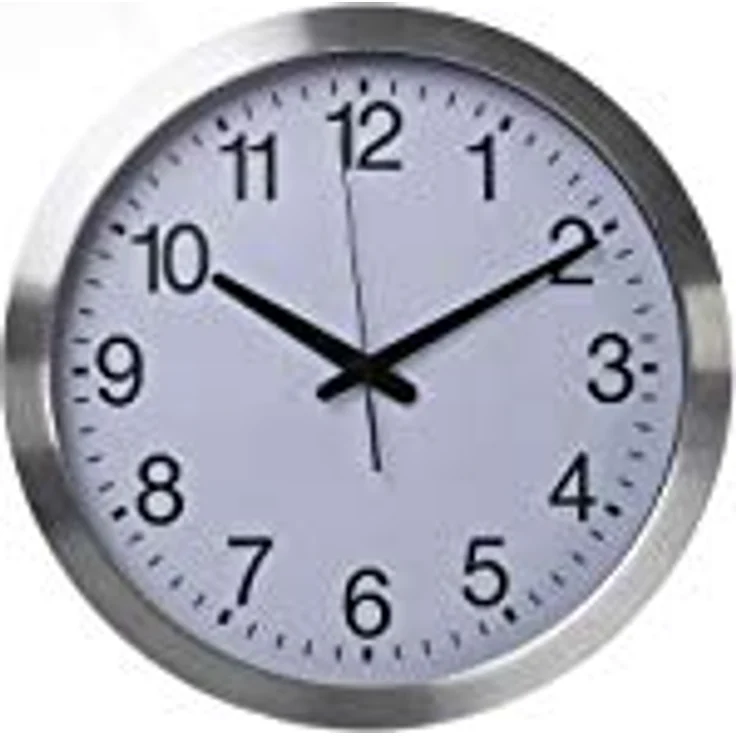 Perel Funkwanduhr, DCF77, rund, analog, 40 cm, Aluminium, Silber – Bild 1