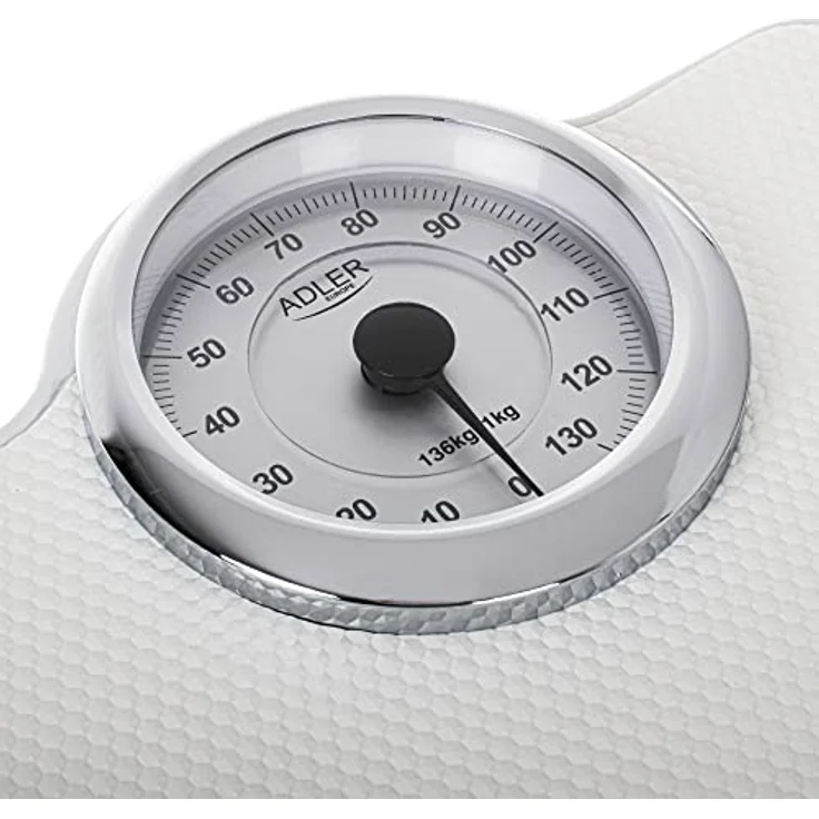 Adler AD 8180 Mechanische Personenwaage - Körpergewicht - Analoge Fitnesswaage - 136kg Kapazität - ⌀15cm Zifferblatt - Rutschfeste Oberfläche - Leicht ablesbar - Kalibriert mit Knopf – Bild 4