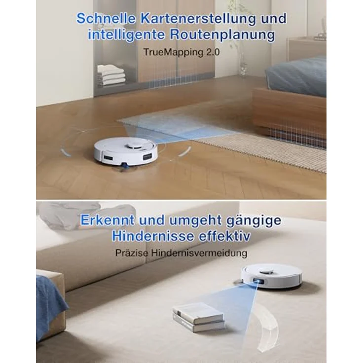 ECOVACS DEEBOT T30e Omni Saugroboter mit Wischfunktion, 25.000 Pa Saugkraft, All-in-One-Station, OZMO Turbo 2.0, TrueMapping 2.0 und ZeroTangle 3.0 – Bild 5