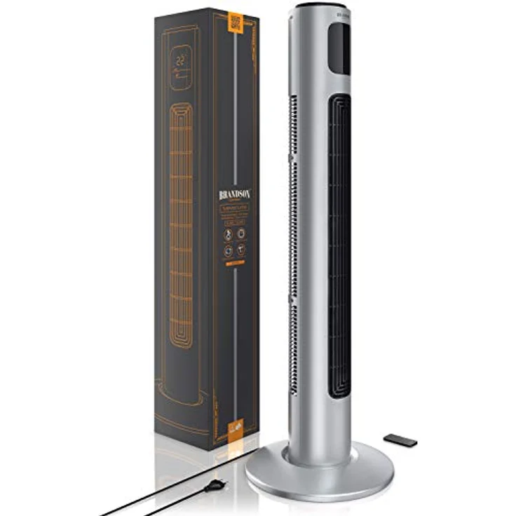 Brandson Turmventilator mit Fernbedienung und Oszilation 60° - Standventilator - Säulenventilator - 96 cm - Ventilator mit 3 Geschwindigkeitsstufen - Modell 2020 GS Zertifiziert - Sterlingsilber – Bild 6