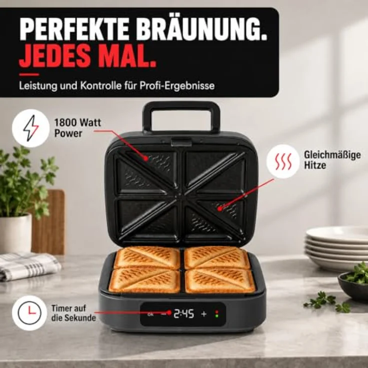 Gastroback Sandwichmaker 42469, praktisches Gerät für perfekte Sandwiches – Bild 4