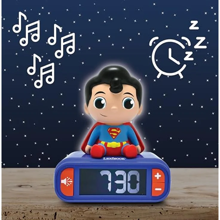 Lexibook Superman Nachtlicht-Wecker RL800SU mit LCD-Bildschirm, 6 Klingeltönen und Schlummerfunktion – Bild 2