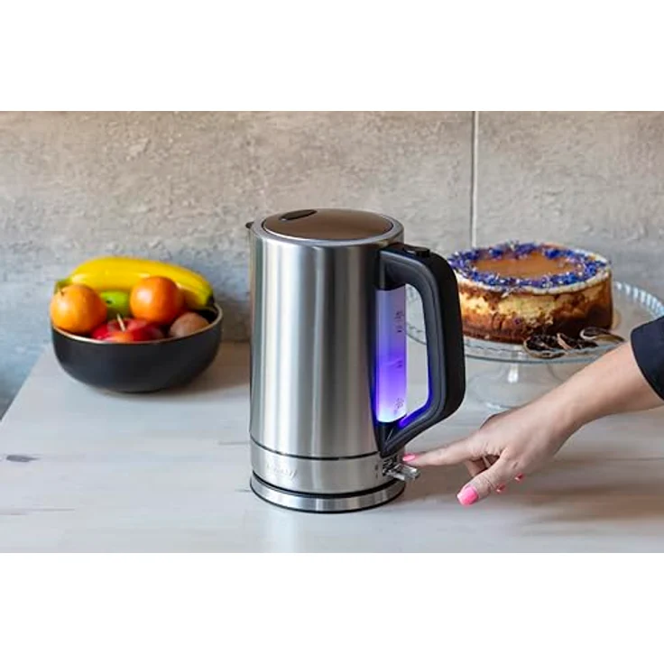 MPM MCZ-121M Wasserkocher, 1,7L Edelstahlgehäuse, 2200W, automatische Deckelöffnung, blauer Wasserstandsanzeiger, austauschbarer Filter – Bild 3