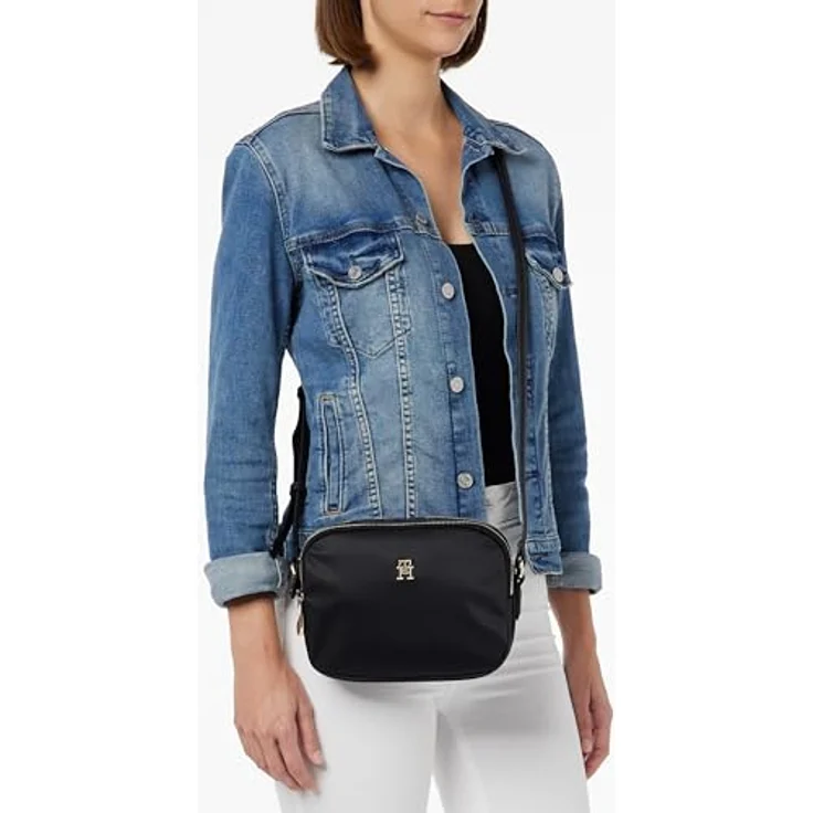 Tommy Hilfiger Umhängetasche mit TH-Emblem vorne, schwarz – Bild 4