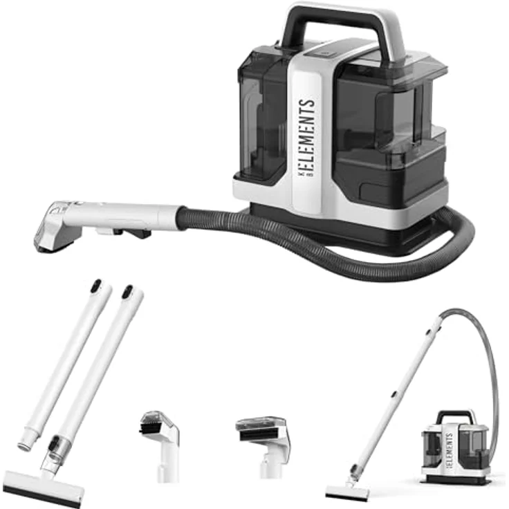 KB ELEMENTS Waschsauger Polsterreiniger, 750 Watt, 1080 ml Schmutzwassertank, inklusive Fenster- und Fliesenaufsatz, Tierhaarbürste, 5 Meter Kabel – Bild 1