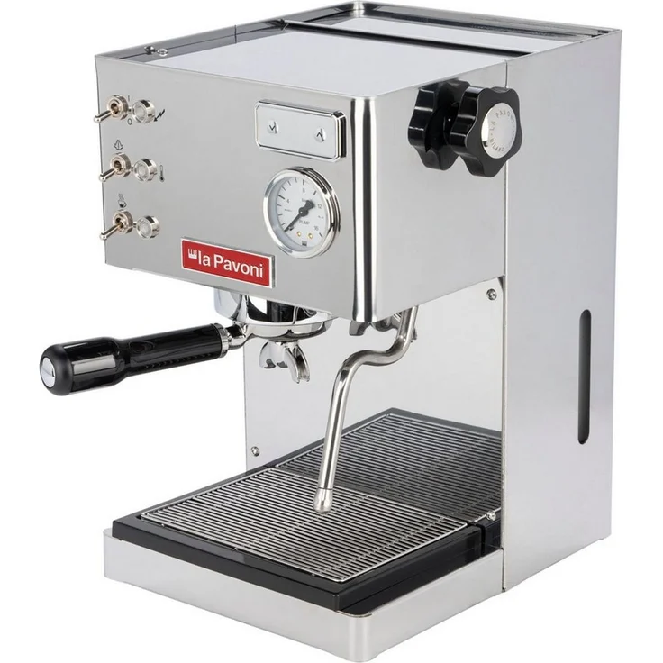 La Pavoni Casa Bar PID, Siebträgermaschine mit 1.320 W, 15 bar Pumpendruck, hochglanz Edelstahlgehäuse, Silber