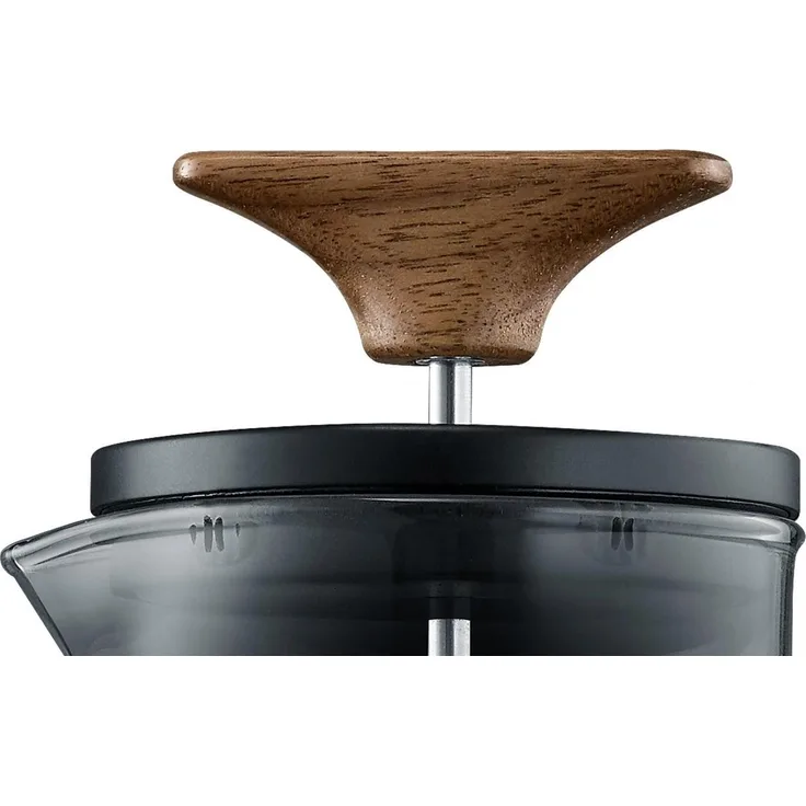 Graef MMS12, Milchaufschäumer mit Echtholzgriff, schwarz-transparent, bis zu 400 ml Milchschaum