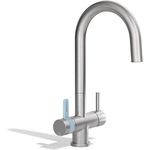 BRITA 3-Wege-Küchenarmatur (Edelstahl, rund) mit BRITA P 1000 Wasserfilter - für gefiltertes und ungefiltertes Wasser aus der Leitung